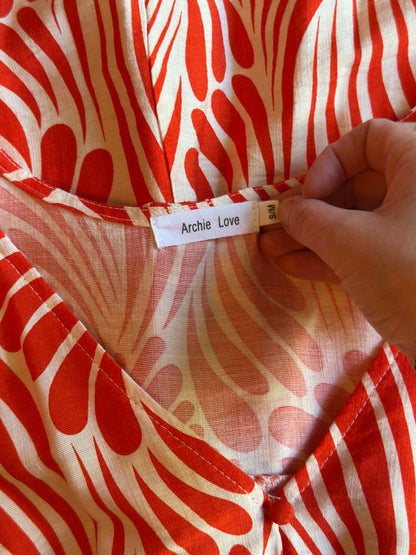 Robe longue imprimé corail T.36/38