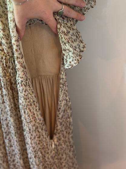 Robe longue plissée fleurie lurex Vanessa Bruno - taille 34