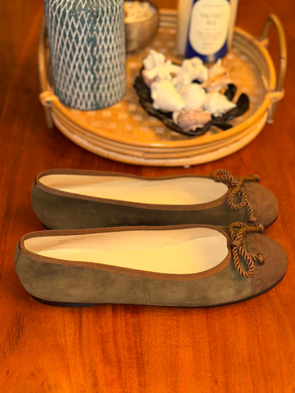 Ballerines Giesswein Vision Walk en daim kaki et marron P.39