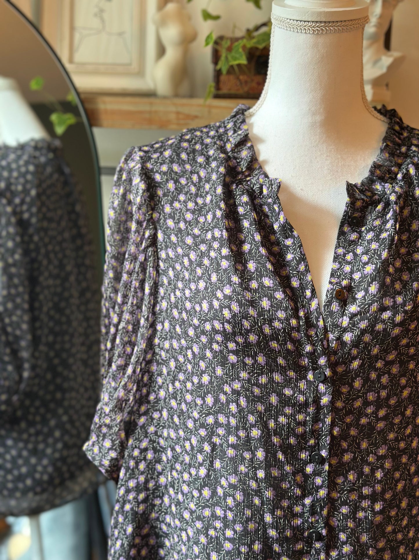 Blouse fluide motifs fleuris lila T.38