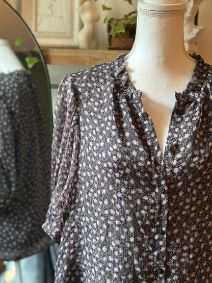 Blouse fluide motifs fleuris lila T.38
