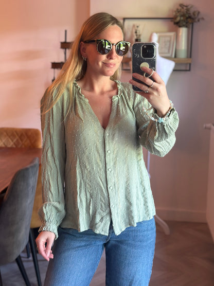 Blouse vert sauge plumetis T.40