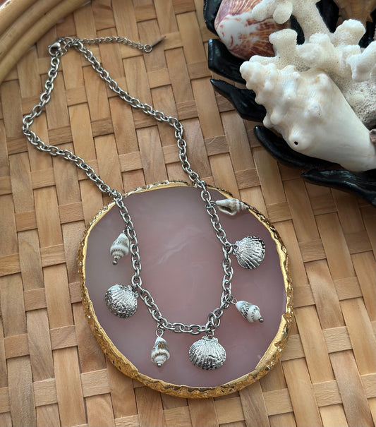 Collier Océane : Charms Marins et Coquillages, en acier inoxydable, neuf