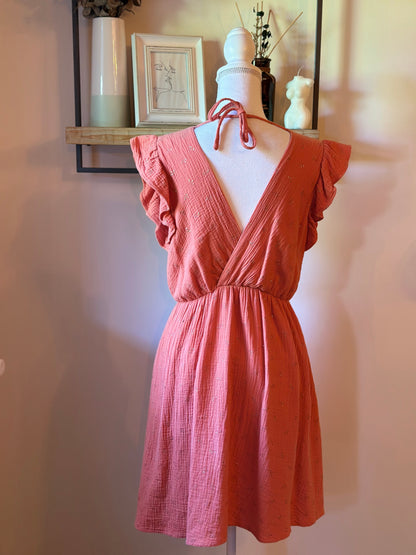 Robe gaze de coton corail T.36/38
