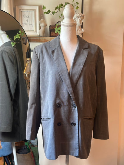 Veste blazer oversize gris à carreaux T.38