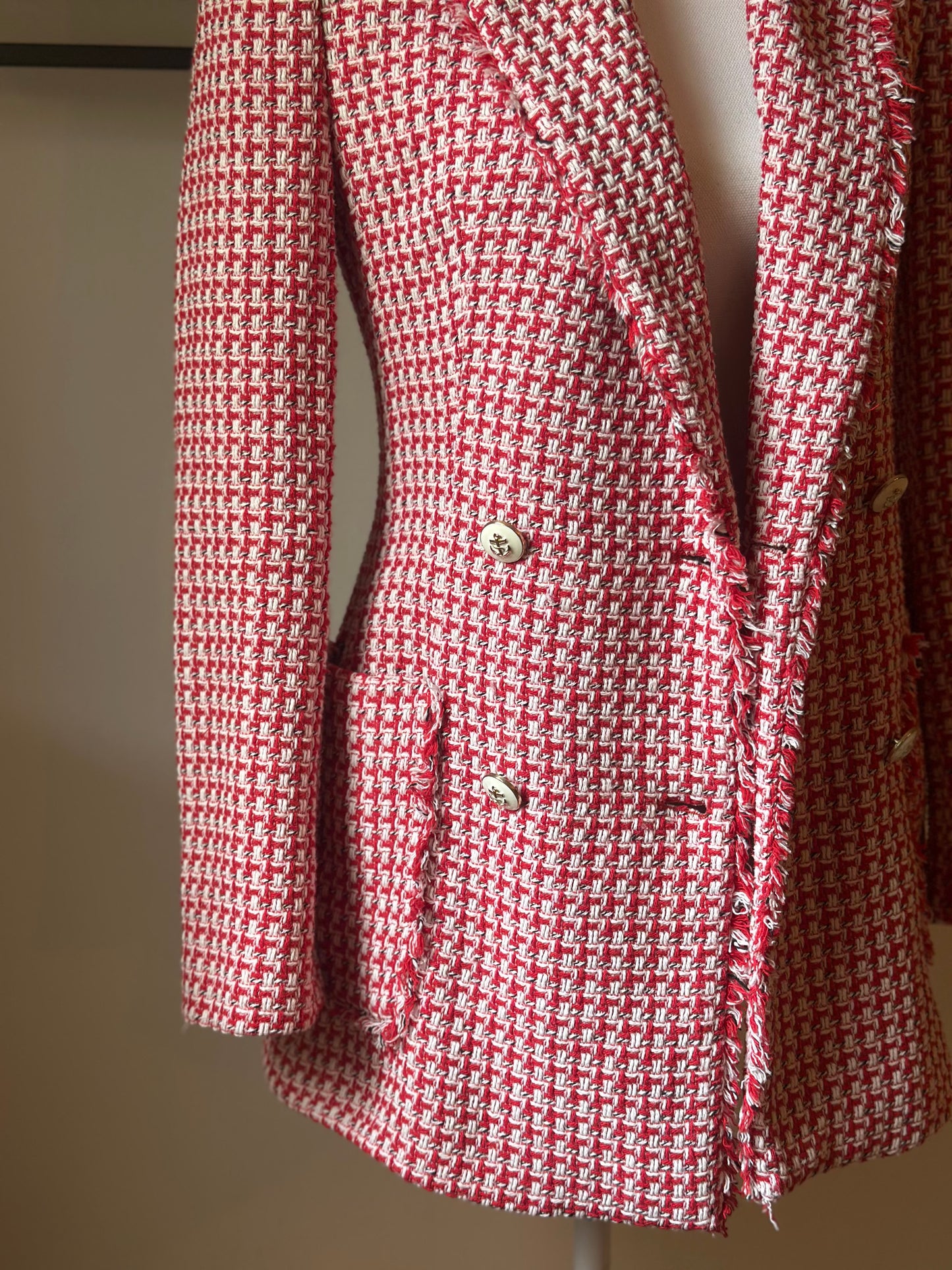 Blazer tweed rouge et blanc T.36
