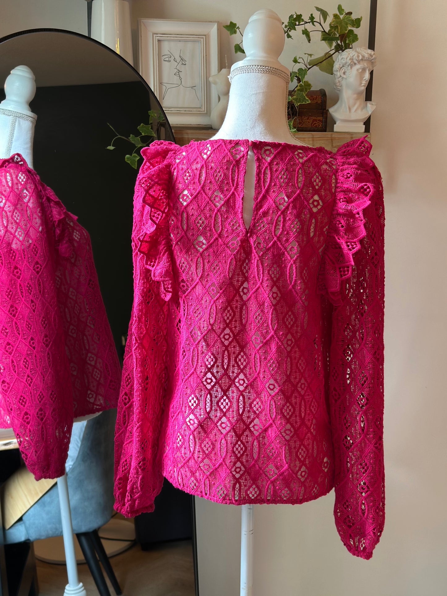 Blouse rose broderie modèle Salina T.36