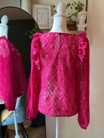 Blouse rose broderie modèle Salina T.36