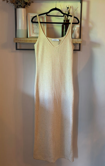 Robe longue maille beige irisée 100% coton T.34