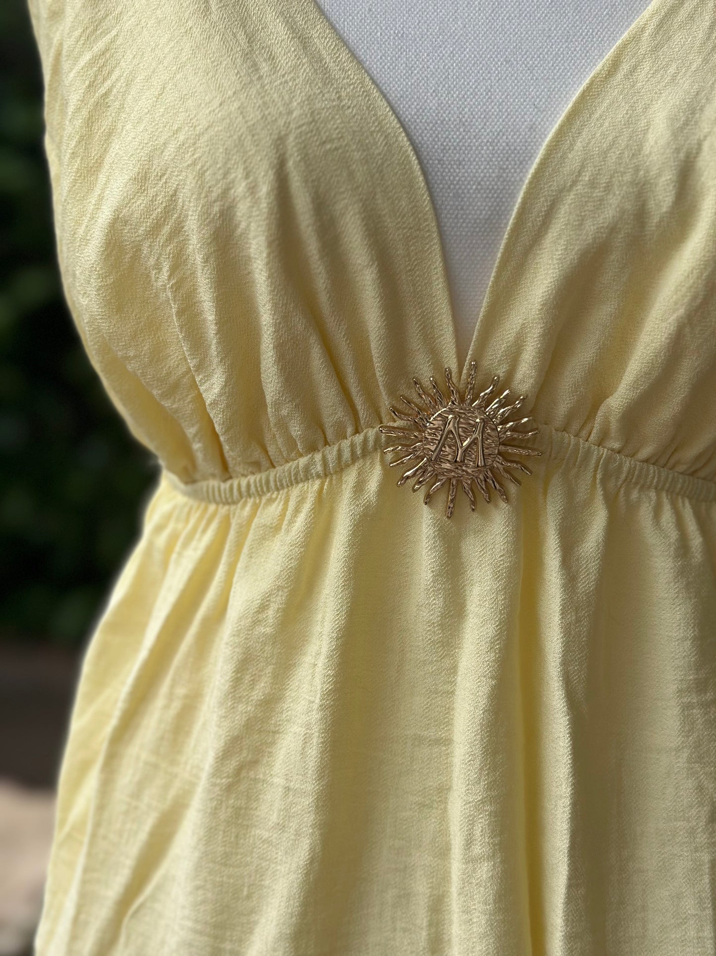 Robe à bretelles Made in Italy jaune clair en viscose T.U
