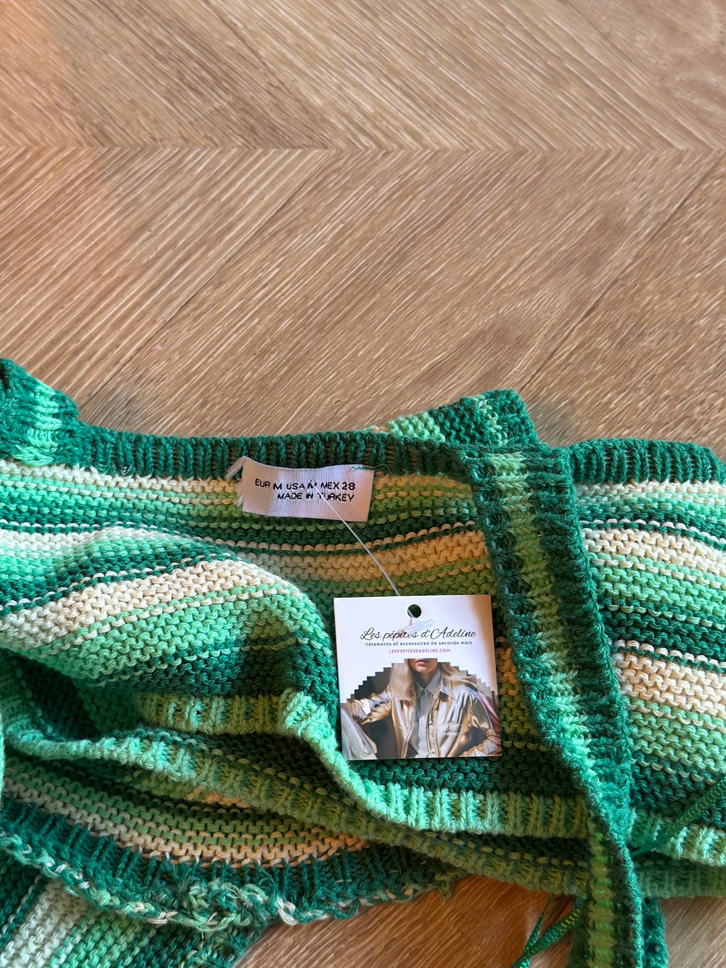 Top crochet rayé vert T.38