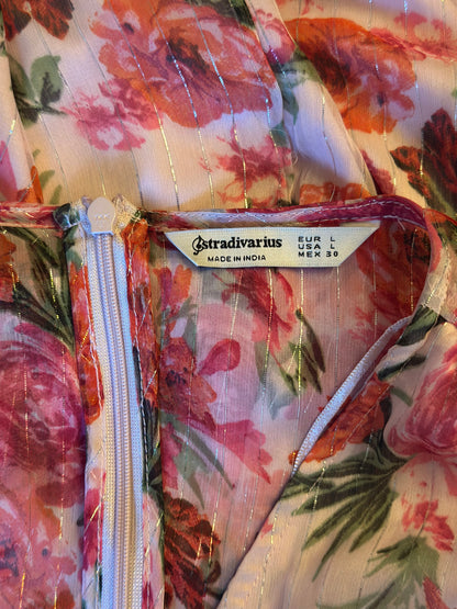 Robe longue fleurie à fils lurex T.38