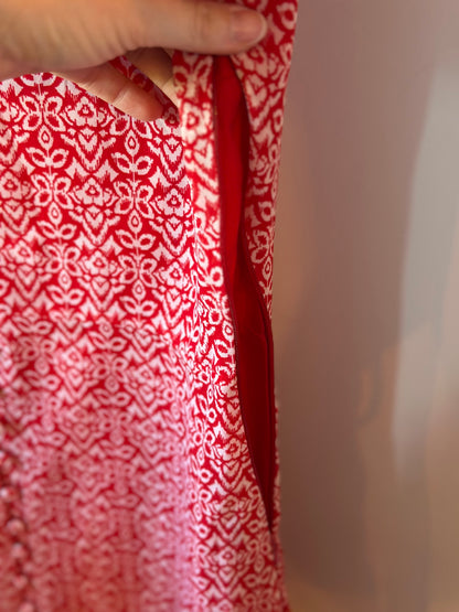 Robe longue imprimé rouge et blanc T.36