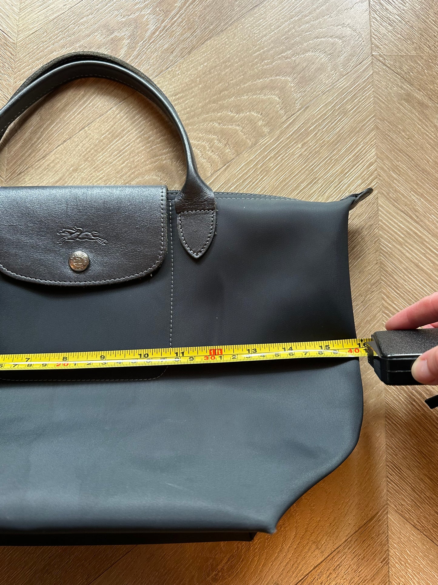Sac Le Pliage Neo bleu gris toile et cuir