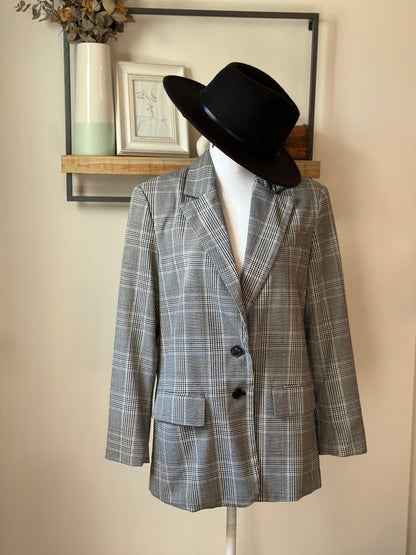 Blazer à carreaux gris T.34 oversize