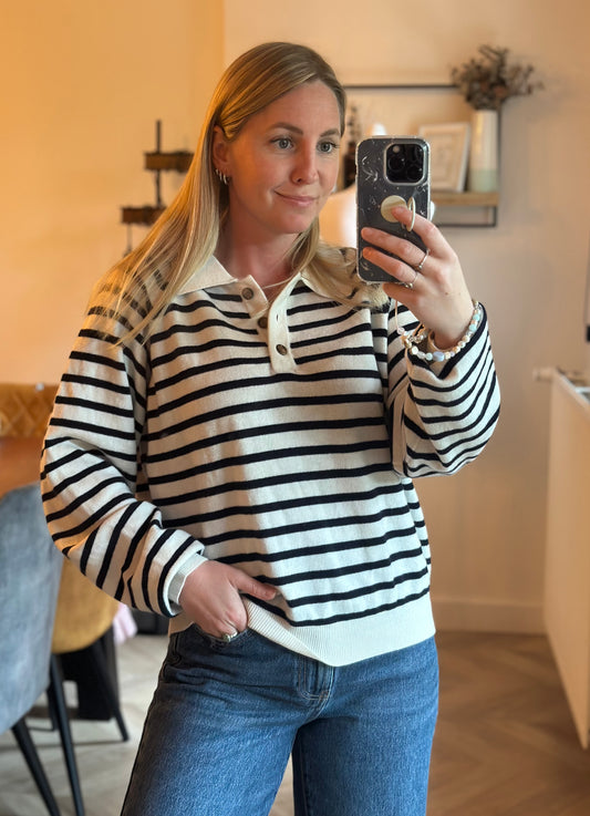 Pull rayé col polo laine T.38