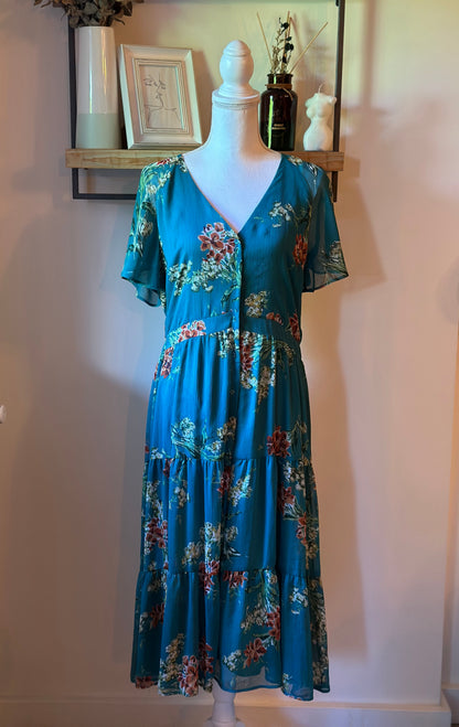 Robe longue fluide imprimé fleuri T.40