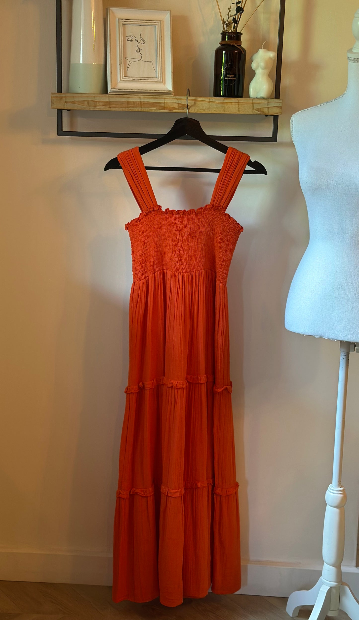 Robe longue terracotta smockée - T.34