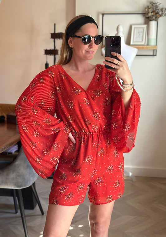 Combishort fluide fleuri viscose col V T.38