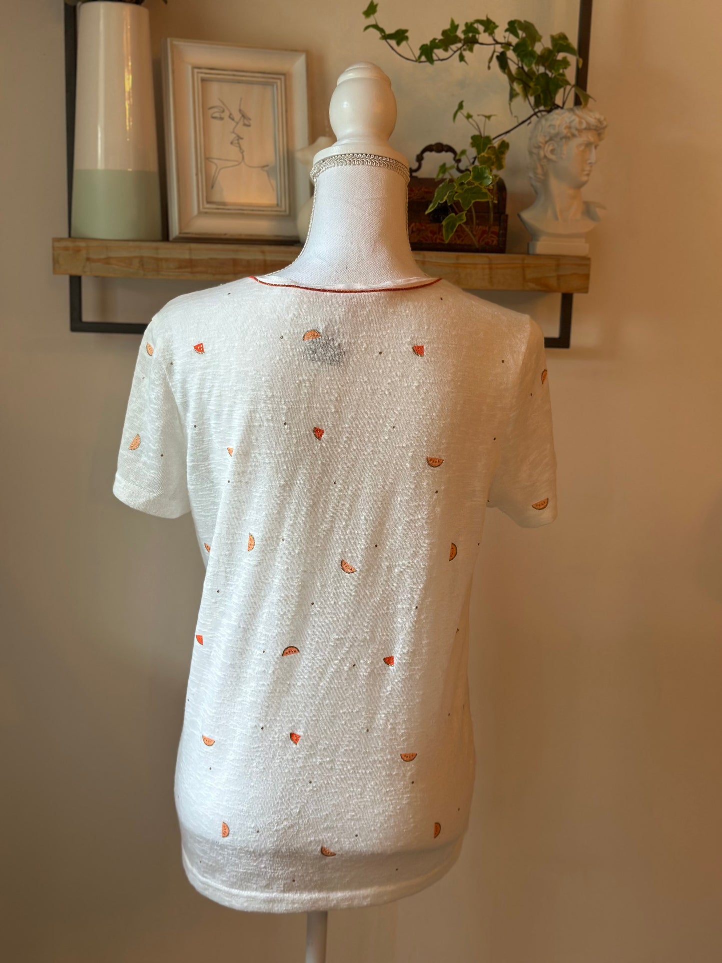 T-shirt blanc motifs pastèque T.40