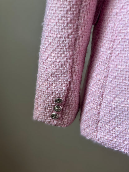 Blazer tweed rose clair boutons croisés T.36