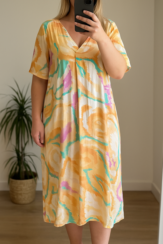 Robe mi-longue colorée T.U