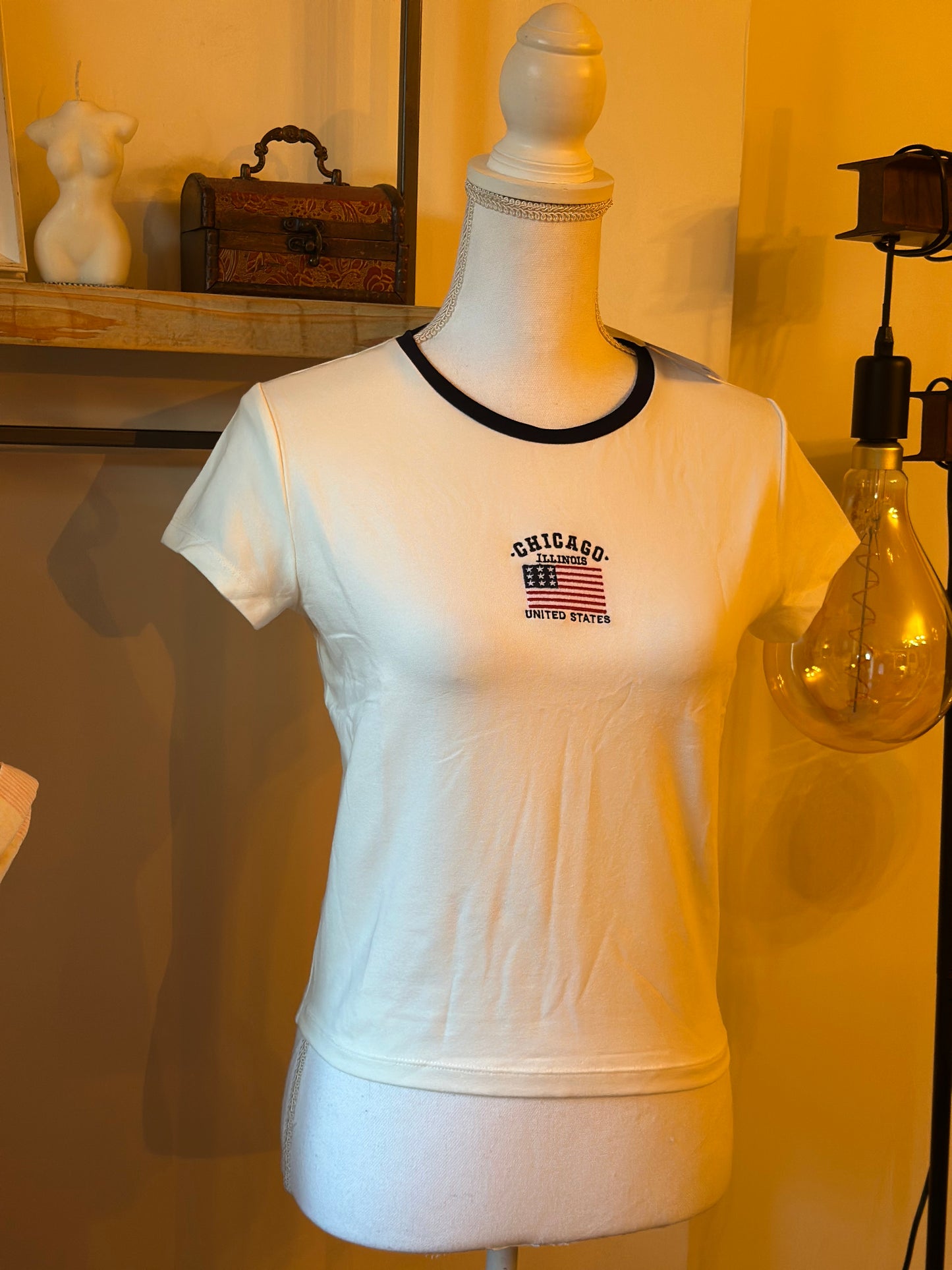 T-shirt blanc imprimé Chicago T.36 neuf