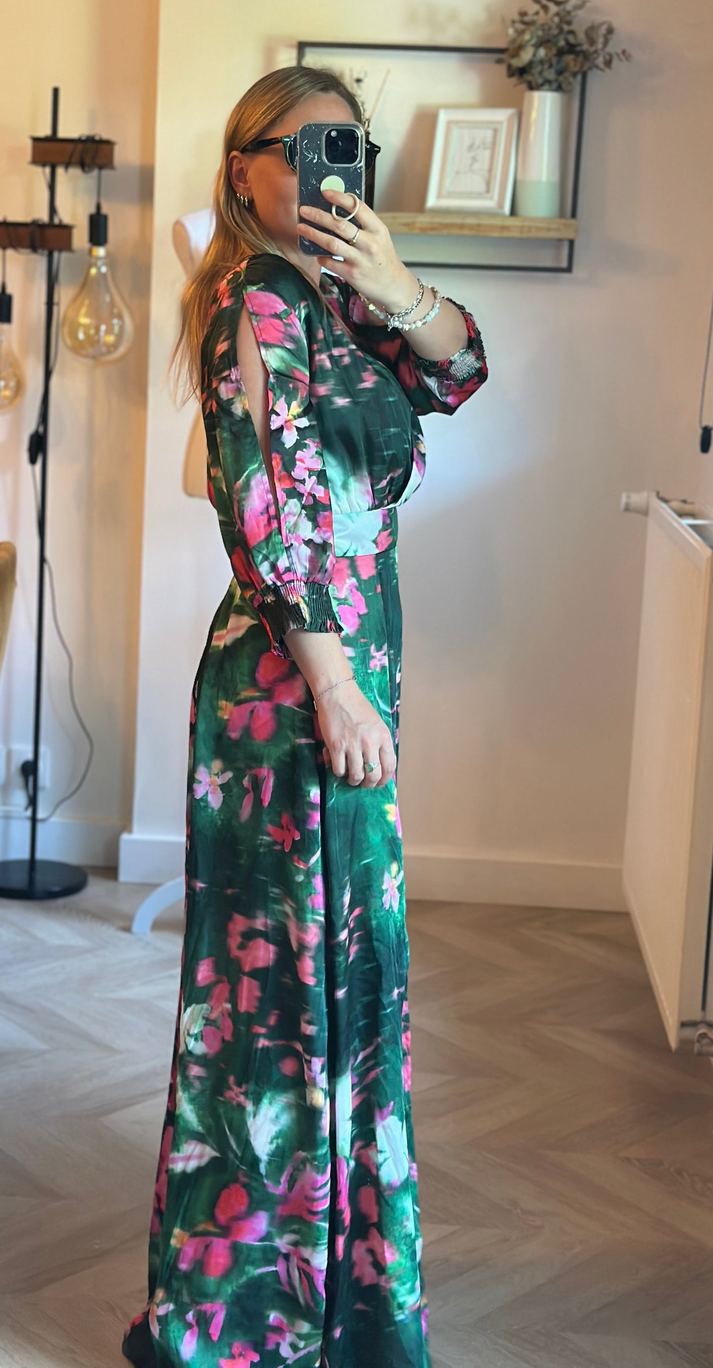 Robe longue fleurie multicolore T.40