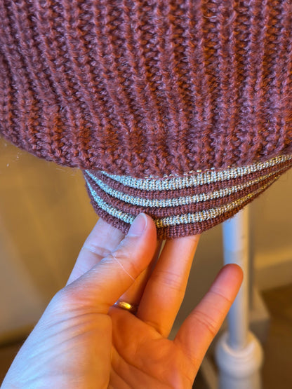Pull maille col V rose terracotta T.34