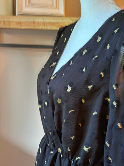 Robe noire voile plumetis doré T.36/38
