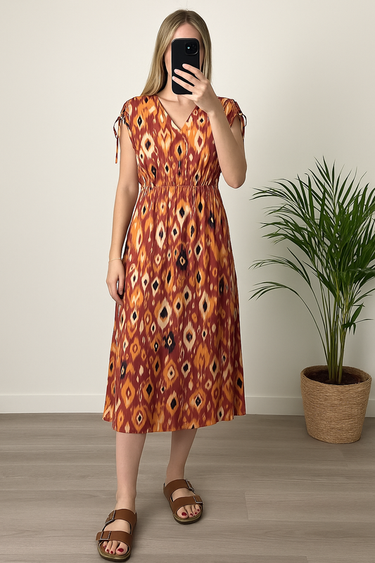 Robe longue imprimé ethnique neuf T.38