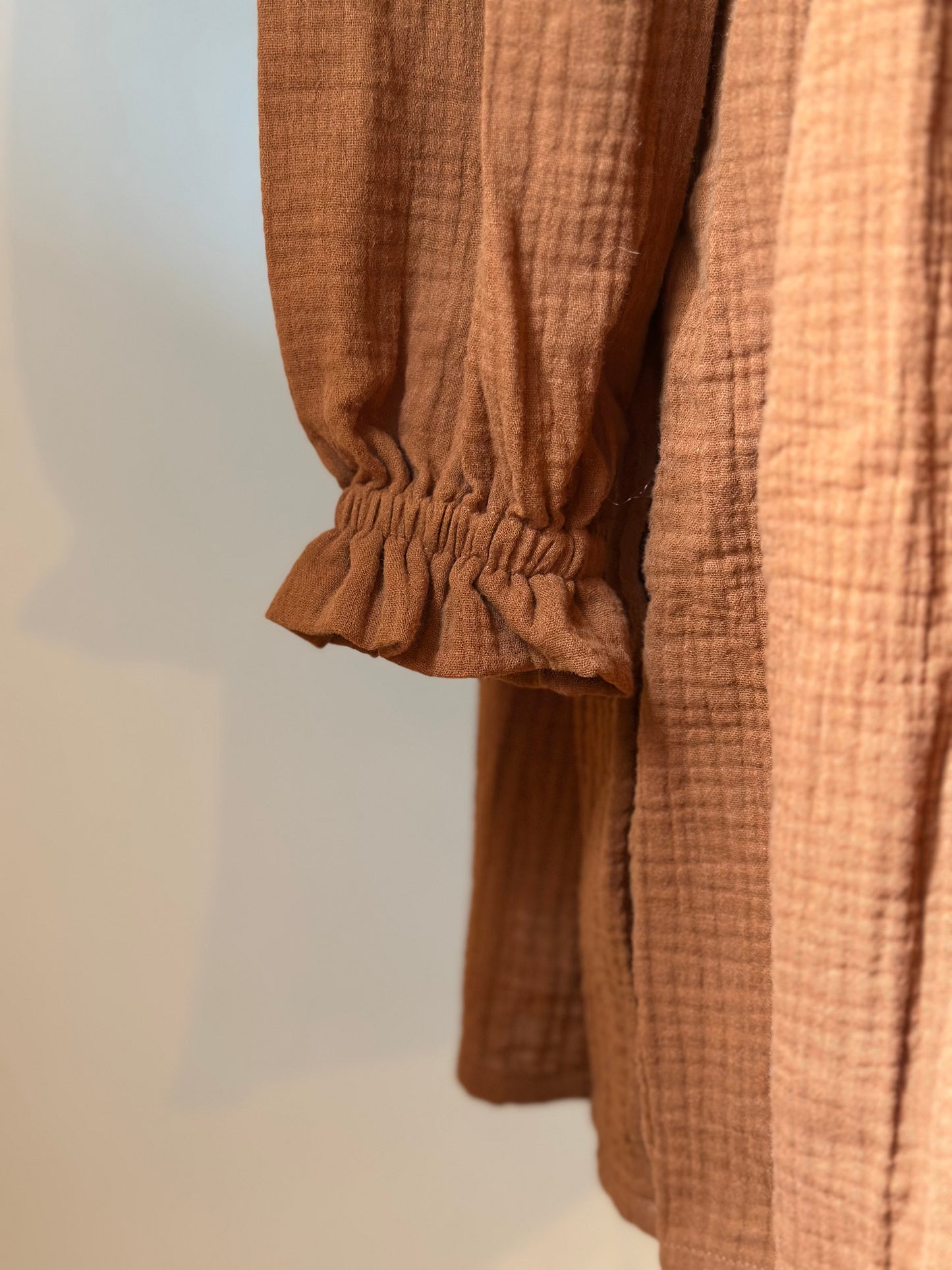 Robe gaze de coton cognac neuf avec étiquette fabriqué en France T.38