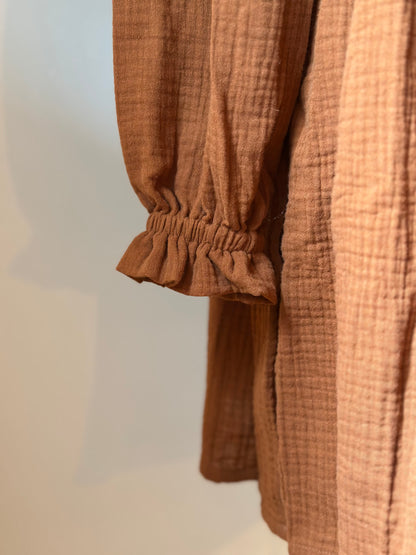 Robe gaze de coton cognac neuf avec étiquette fabriqué en France T.38