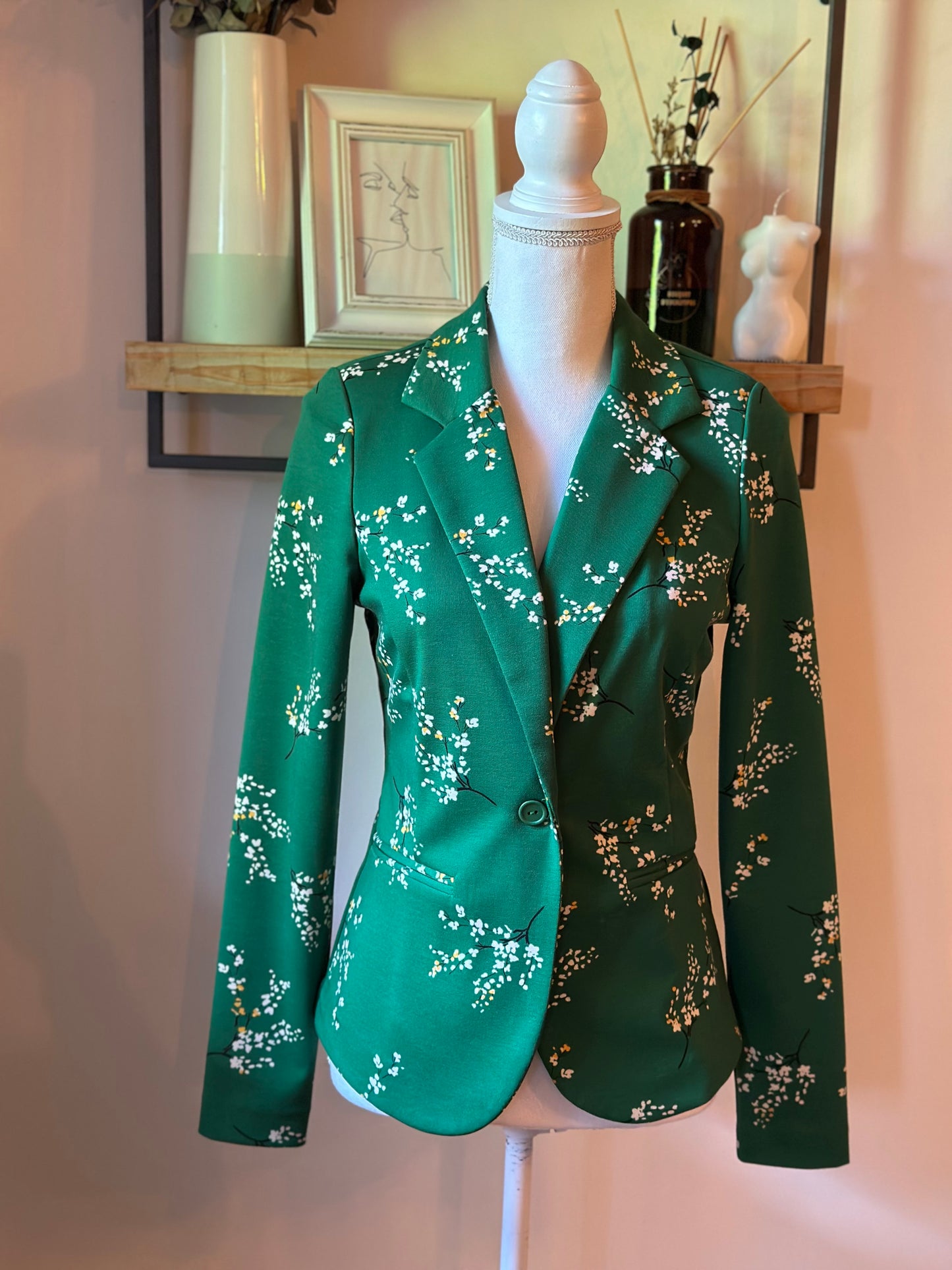 Blazer imprimé fleuri vert T.34 neuf