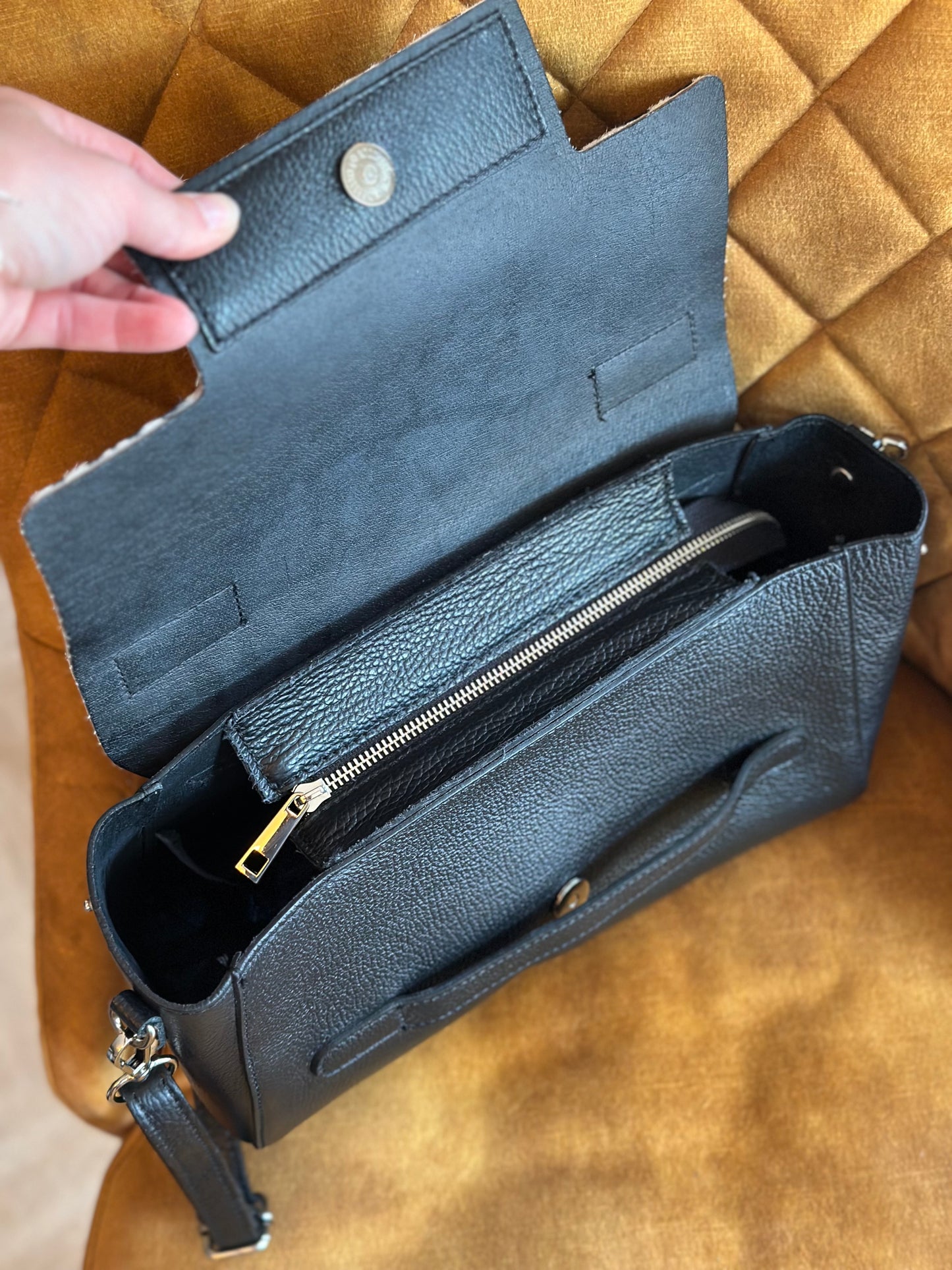 Sac bandoulière en cuir zèbre – Made in Italy
