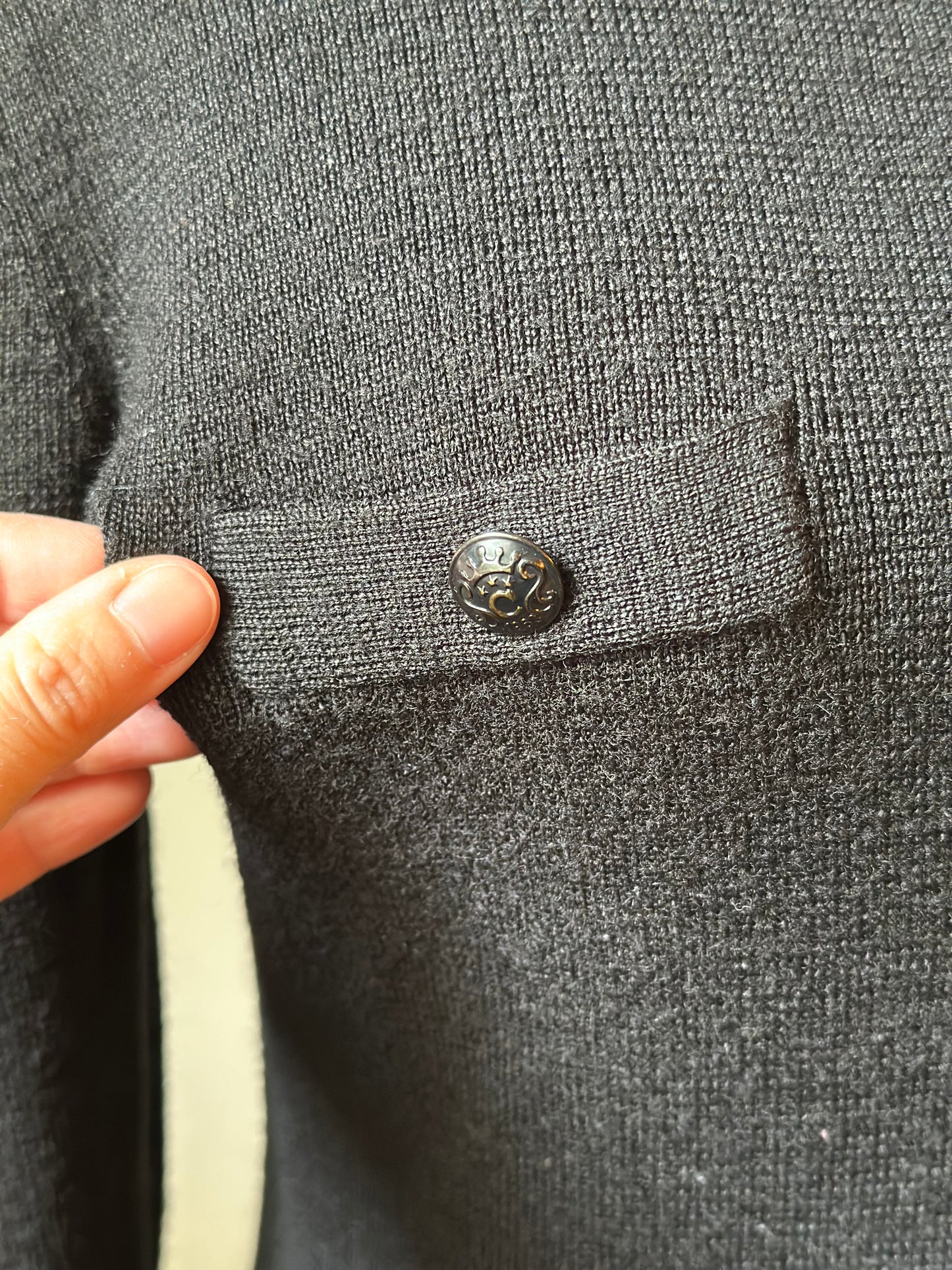 Cardigan noir boutons métal laine T.36