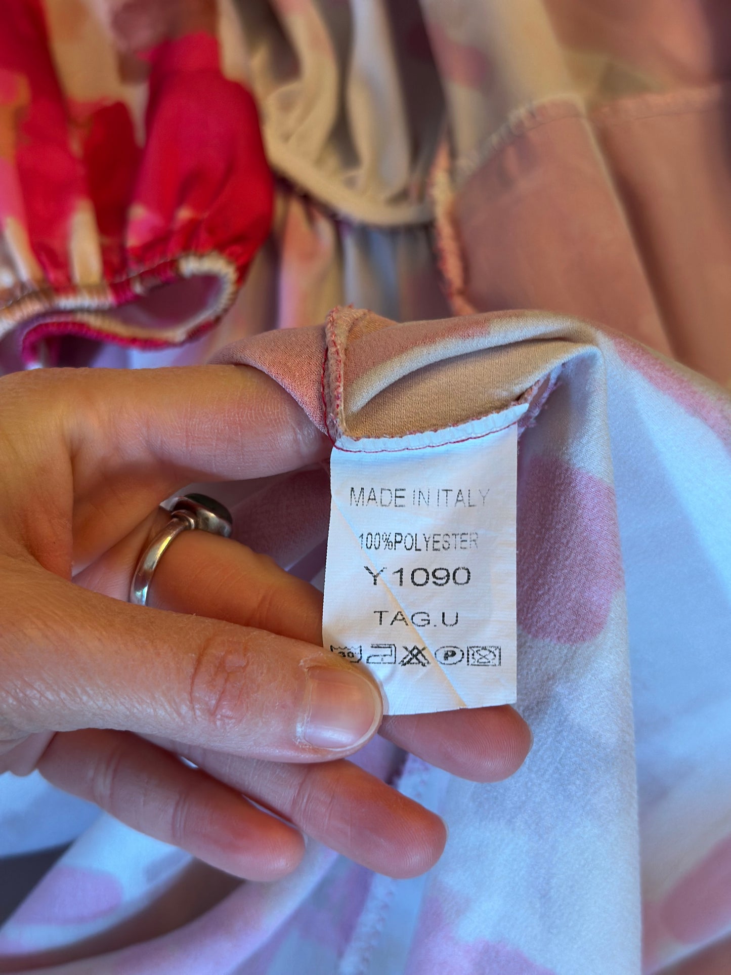 Robe portefeuille imprimé coloré rose et écru T.U