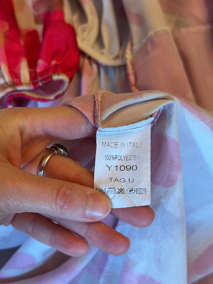 Robe portefeuille imprimé coloré rose et écru T.U