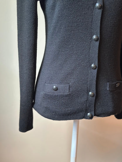 Cardigan noir boutons métal laine T.36