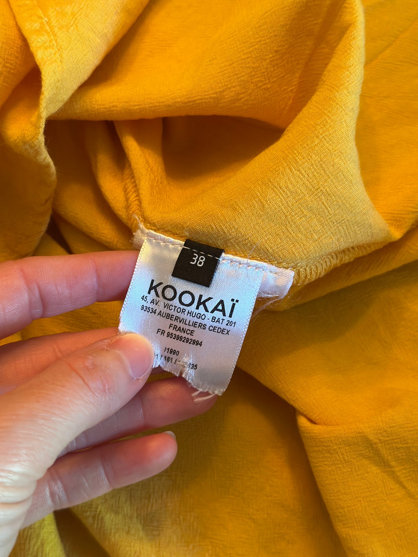 Blouse jaune moutarde T38 en viscose et lin