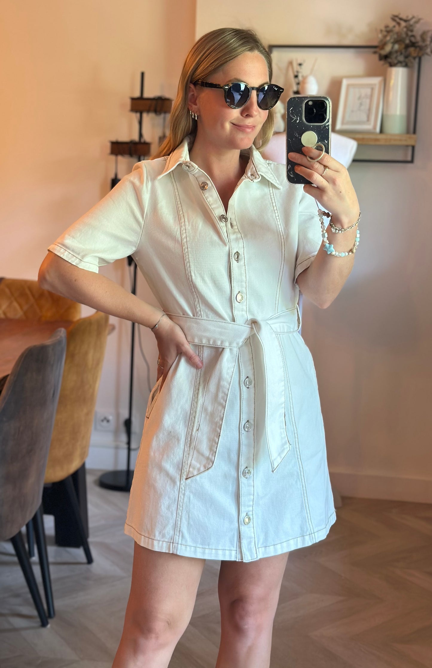 Robe chemise en jean écru T.36