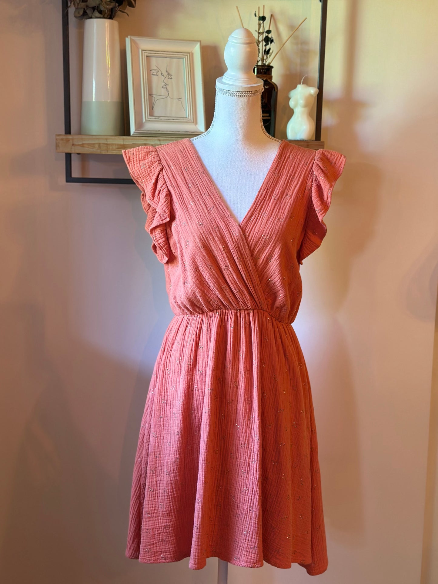 Robe gaze de coton corail T.36/38