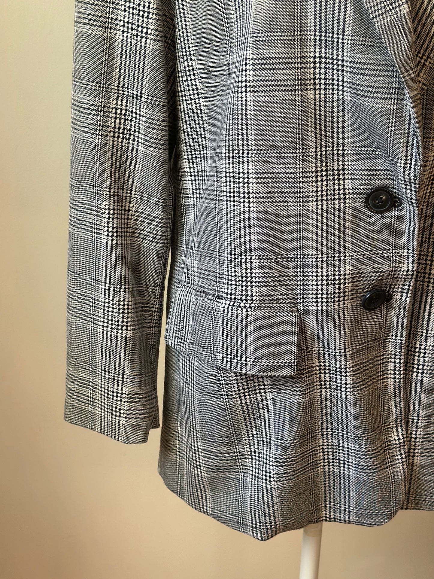 Blazer à carreaux gris T.34 oversize