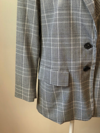 Blazer à carreaux gris T.34 oversize