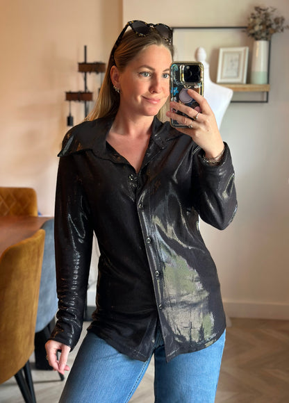 Chemise noir effet métallisé vintage T.U