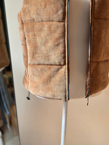 Veste en velours matelassée marron clair T.36/38
