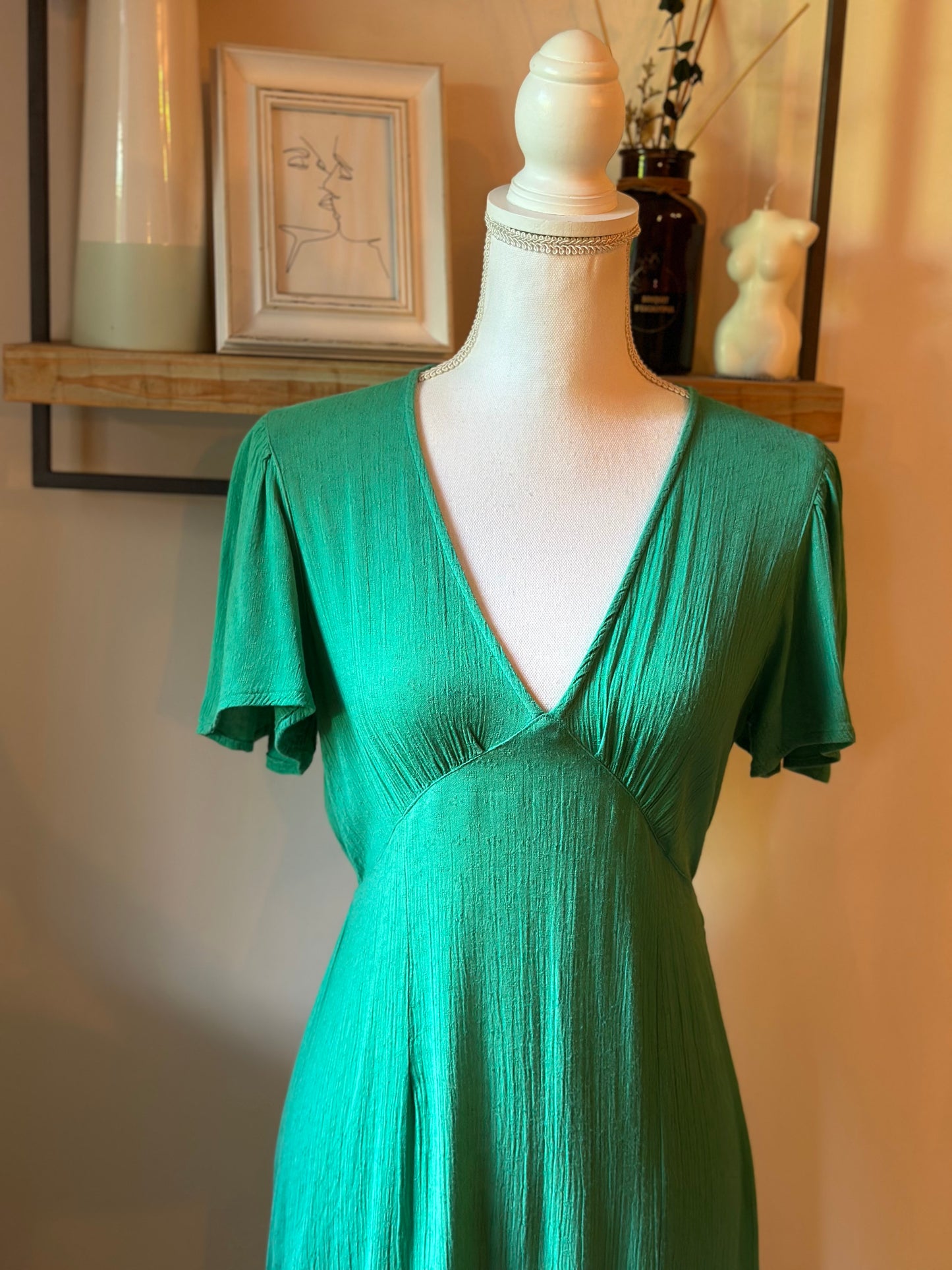 Robe midi Jet verte jacquard T.36