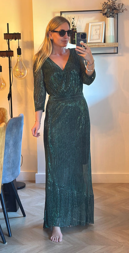Robe longue vert métallisé – T.36 Neuve étiquette
