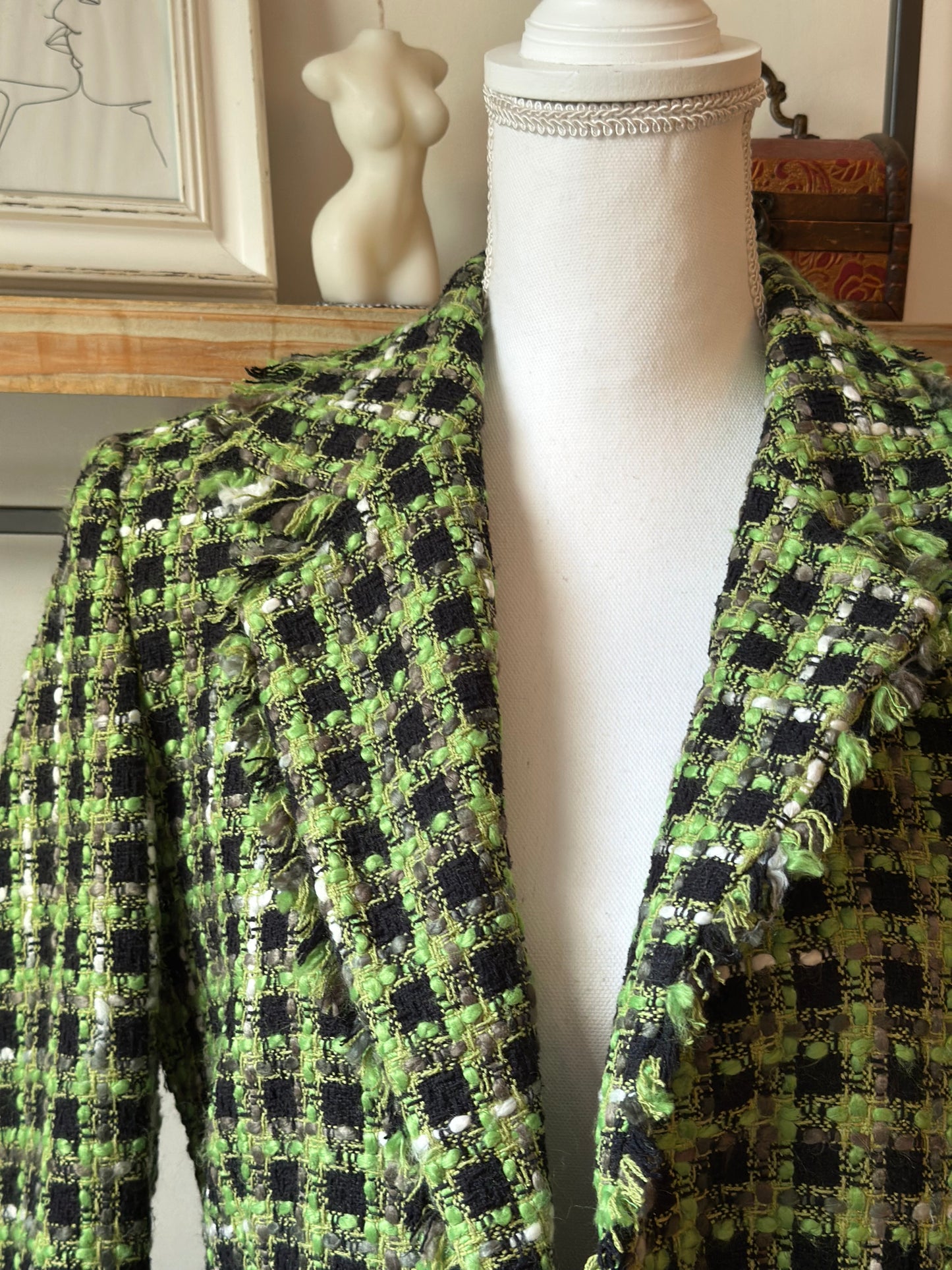 Blazer motifs pied-de-coq en soie T.38