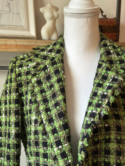 Blazer motifs pied-de-coq en soie T.38